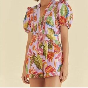 FARM Rio Multicolor Leaf Print Romper